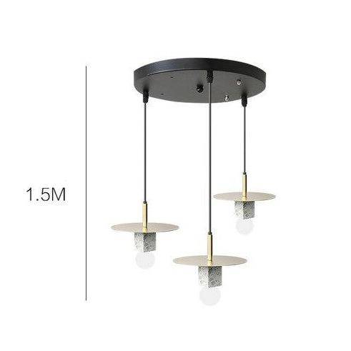 pendant light LED design with marble cube and gold disc