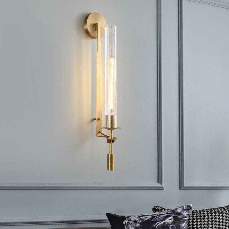 Applique murale moderne LED avec abat-jour cylindrique doré et transparent Luxury - vue 2 sur 6