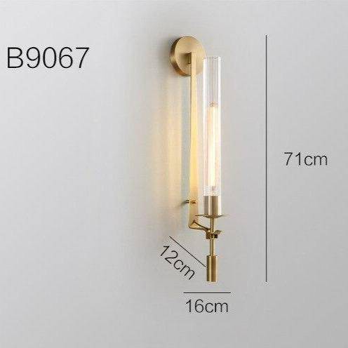 Applique murale moderne LED avec abat-jour cylindrique doré et transparent Luxury