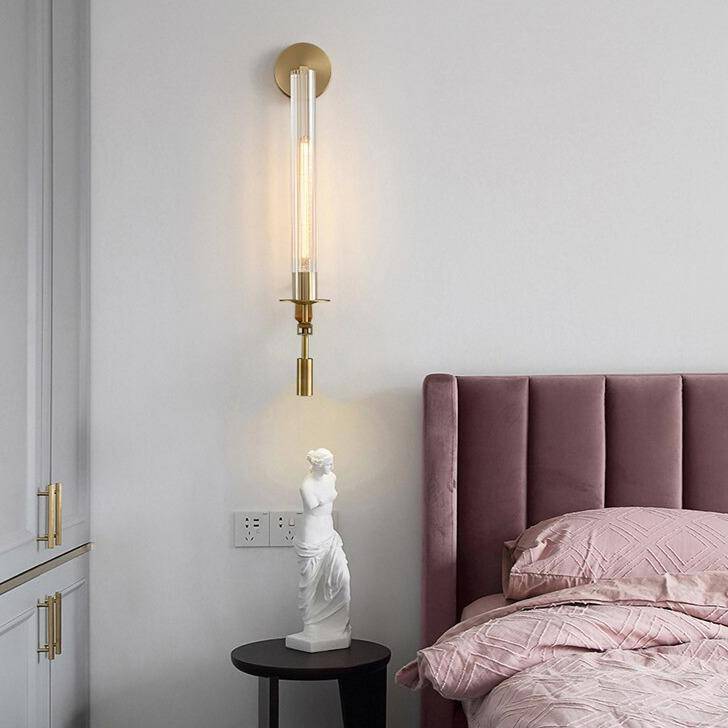 Applique murale moderne LED avec abat-jour cylindrique doré et transparent Luxury - vue 4 sur 6