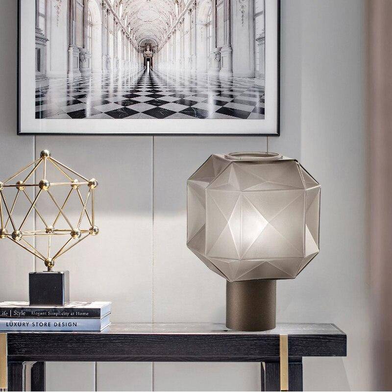 Design LED table lamp with minimalist geometric shapes