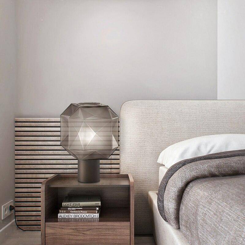 Design LED table lamp with minimalist geometric shapes