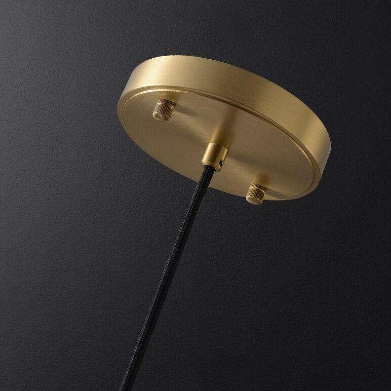 Suspension design LED dorée avec abat-jour en tuile de verre