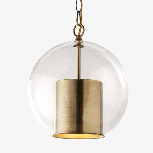 Suspension design LED avec abat-jour cylindrique doré et boule en verre Luxury - vue 2 sur 5