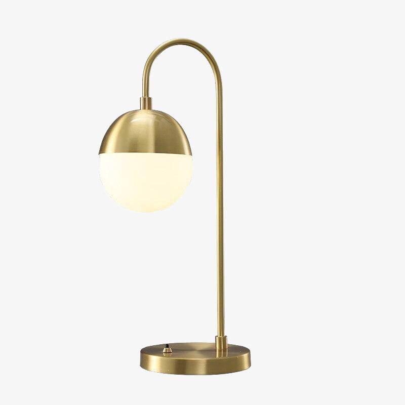 Lampe à poser design LED avec bras doré et boule en verre Soft