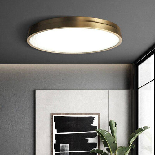 Plafonnier design LED arrondi ultra fin et doré Loft