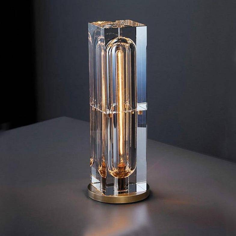 Luxury geometric crystal glass LED table lamp