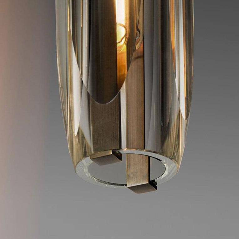 Suspension design à LED allongée en verre cristal