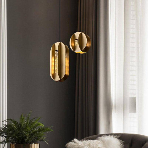 Suspension design à LED en métal arrondi luxury - vue 3 sur 7