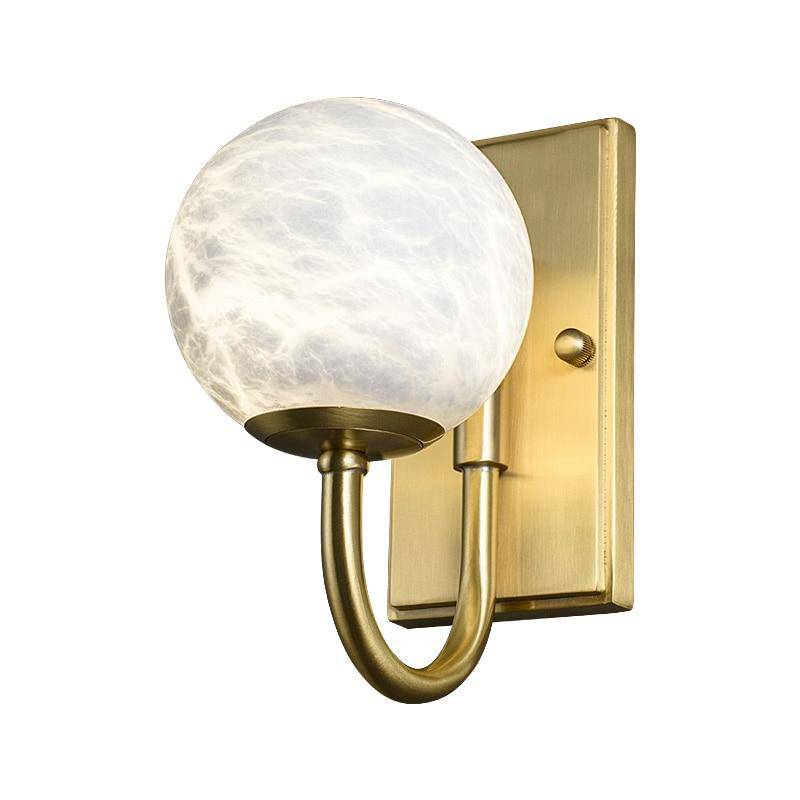Applique murale design LED avec tige arrondie dorée et boule blanche Luxury - vue 5 sur 6
