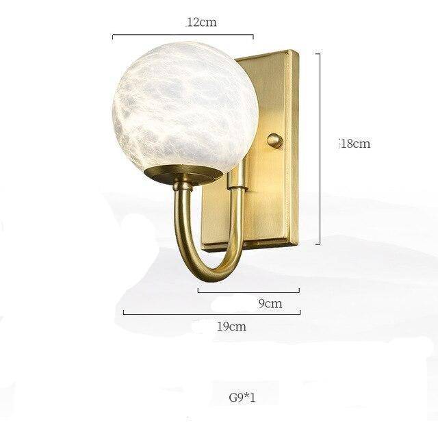 wall lamp LED design wall lamp with gold round rod and white ball Luxury