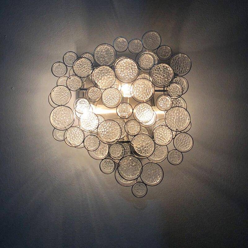 Applique murale design LED avec plusieurs cercle en verre Crystal