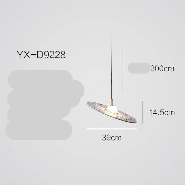 Suspension design à LED avec disque en marbre coloré