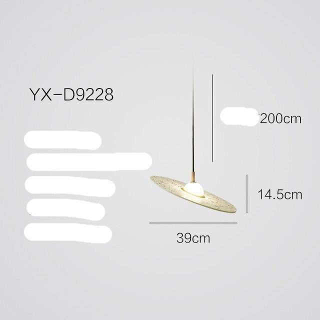 Suspension design à LED avec disque en marbre coloré