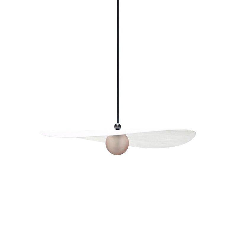 Suspension design LED avec boule métal et abat-jour blanc Line