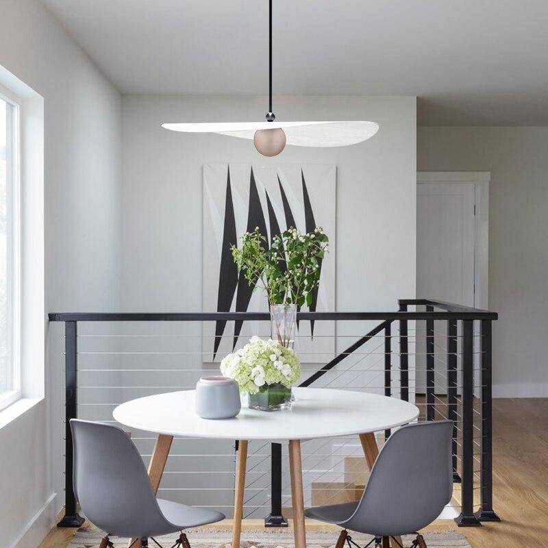 pendant light LED design with metal ball and white Line lampshade