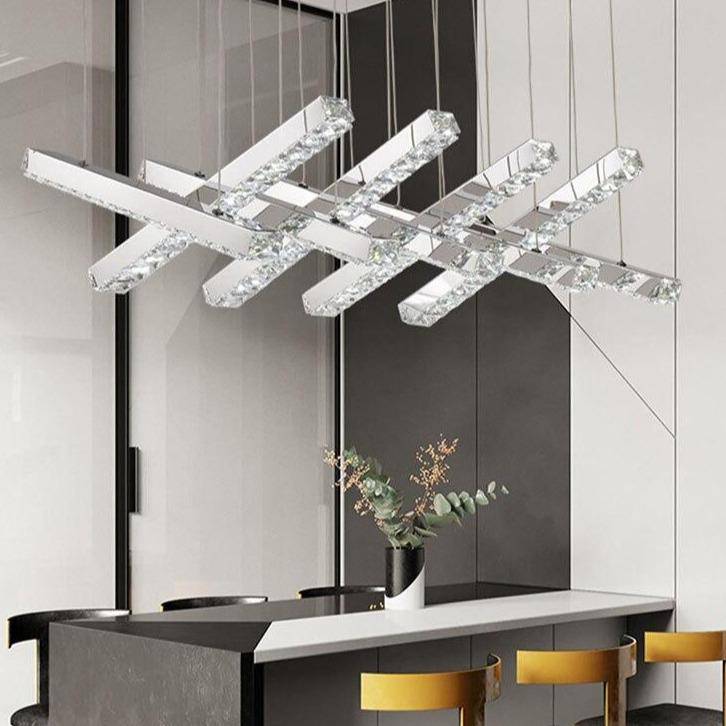 Lustre design LED en verre cristal luxury - vue 4 sur 8
