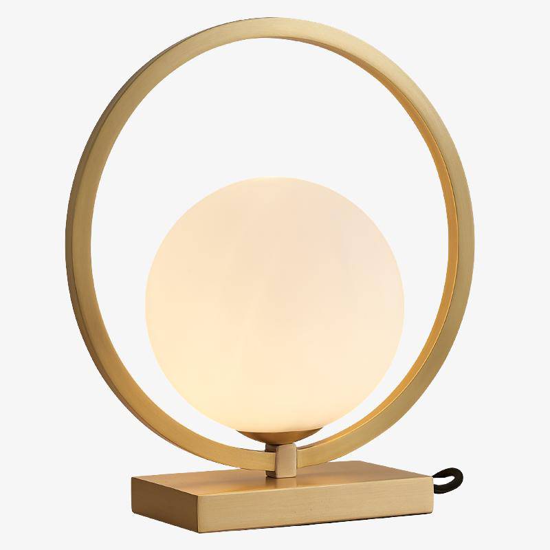 Lampe à poser design LED avec boule et cercle doré Hotel