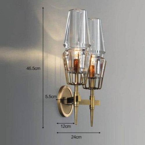 Lámpara de pared design de metal y cristal retro