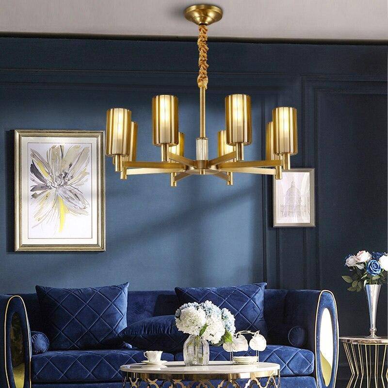 LED metal design chandelier with several gold shades Luxury