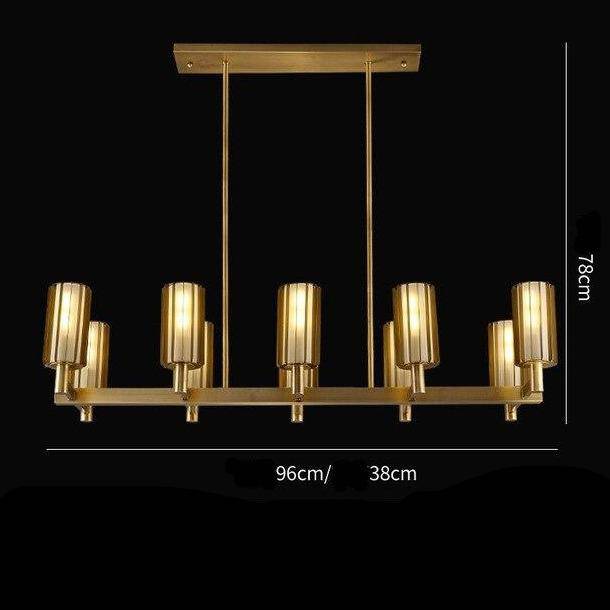 Lustre design LED en métal avec plusieurs abat-jours dorés Luxury