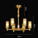 Lustre design LED en métal avec plusieurs abat-jours dorés Luxury