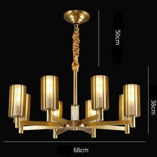 Lustre design LED en métal avec plusieurs abat-jours dorés Luxury