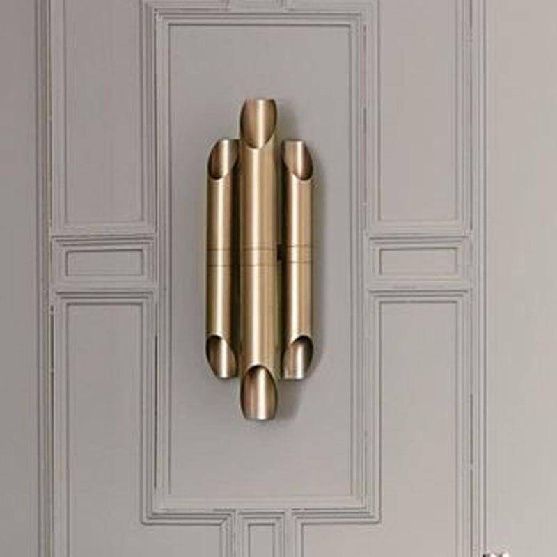 wall lamp LED wall light with gold-coloured cylindrical tubes