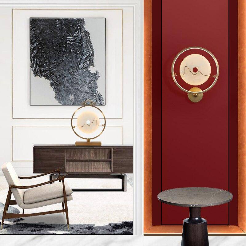 Applique murale design LED en marbre avec cercle doré Luxury