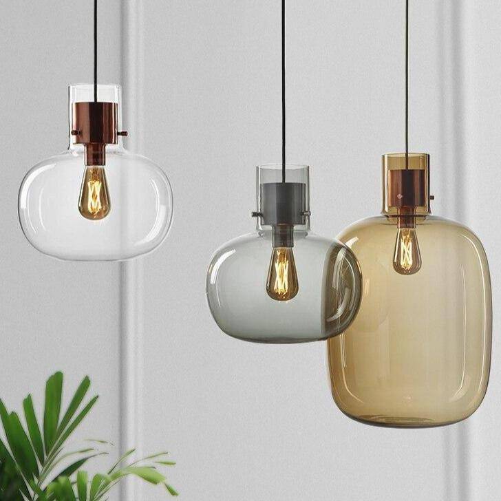 pendant light LED glass design with lampshade colored