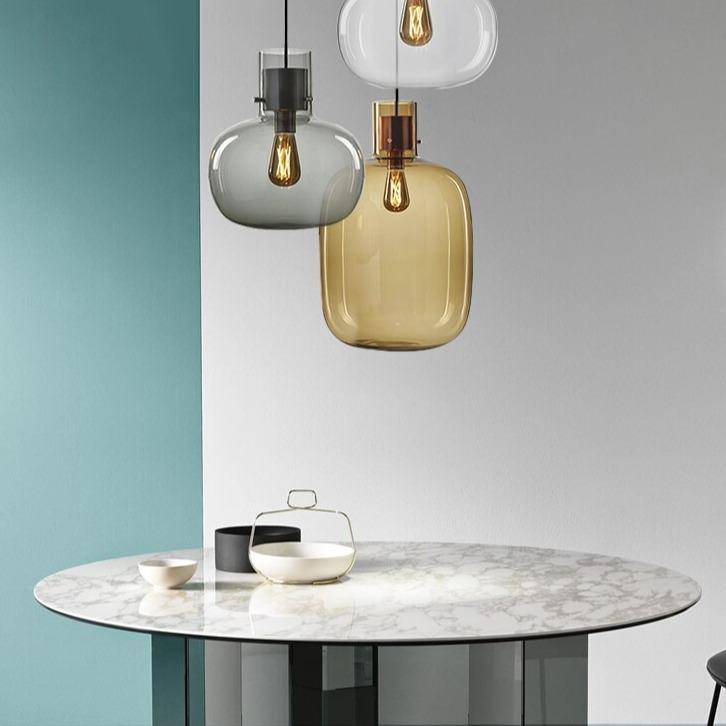 pendant light LED glass design with lampshade colored