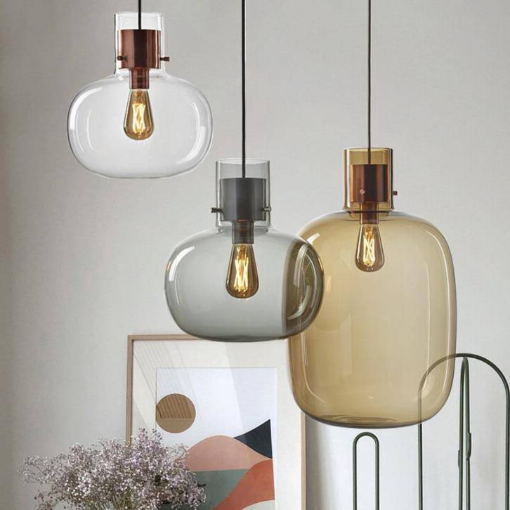 pendant light LED glass design with lampshade colored