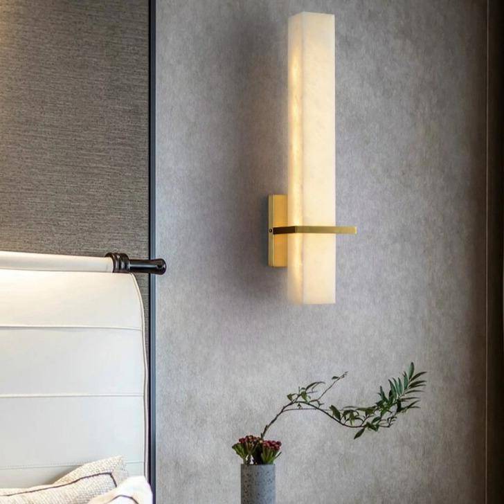 Applique murale moderne LED en marbre avec socle doré