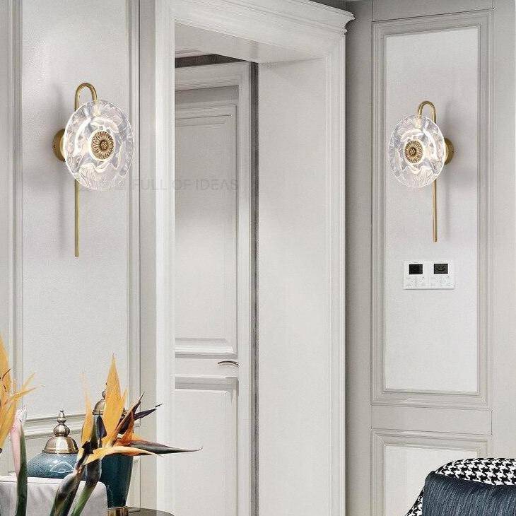 Applique murale design LED avec disque en verre à motifs fleurs - vue 5 sur 9