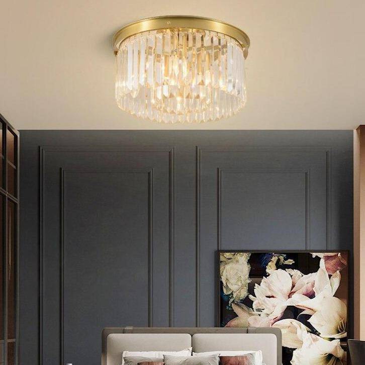 Plafonnier design LED rond en verre et cercle doré Luxury