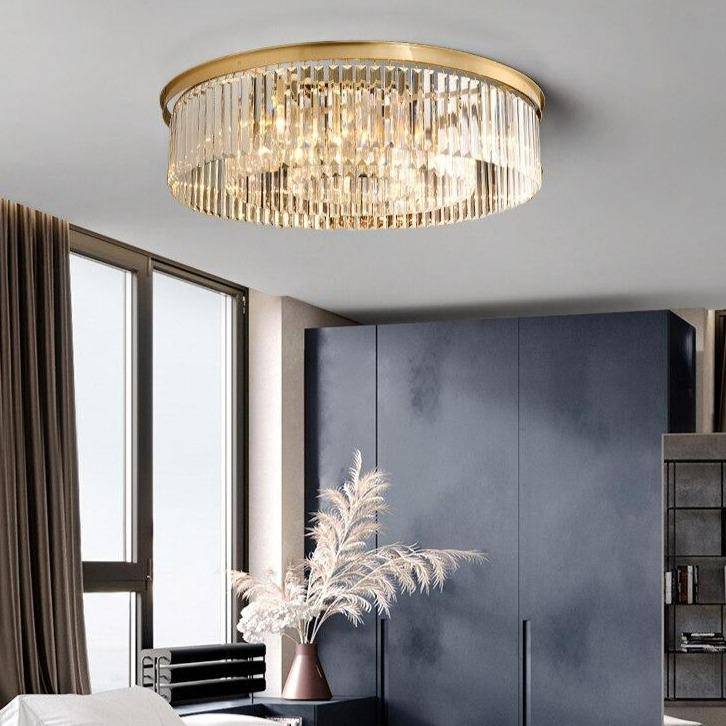Plafonnier design LED rond en verre et cercle doré Luxury