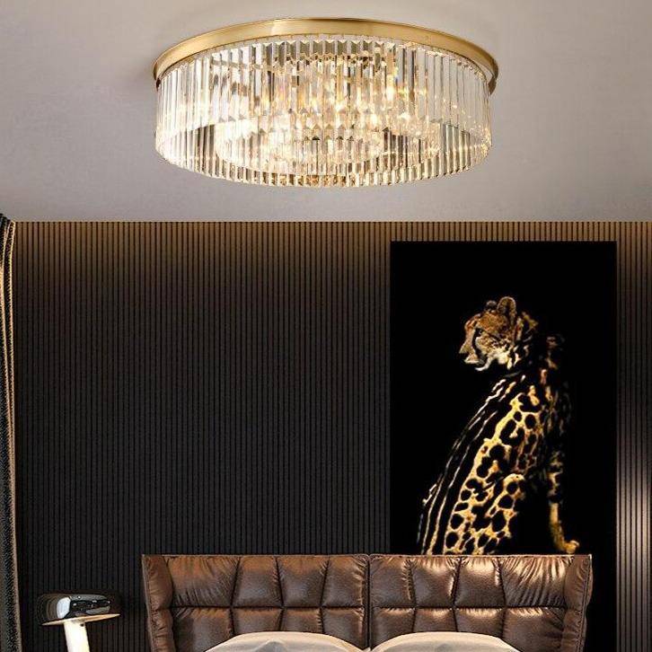 Plafonnier design LED rond en verre et cercle doré Luxury