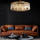 Suspension design LED abat-jour rond en verre et bordure dorée Luxury