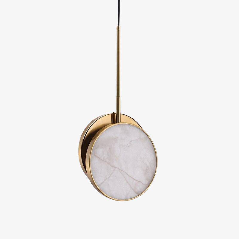 pendant light LED design with marble disc and golden edges