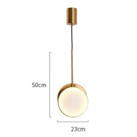 pendant light LED design with marble disc and golden edges