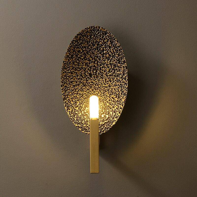 Lámpara de pared design LED con base dorada y azulejo metálico Lujo