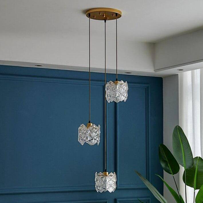 Suspension design LED avec abat-jour en verre cristal Luxury