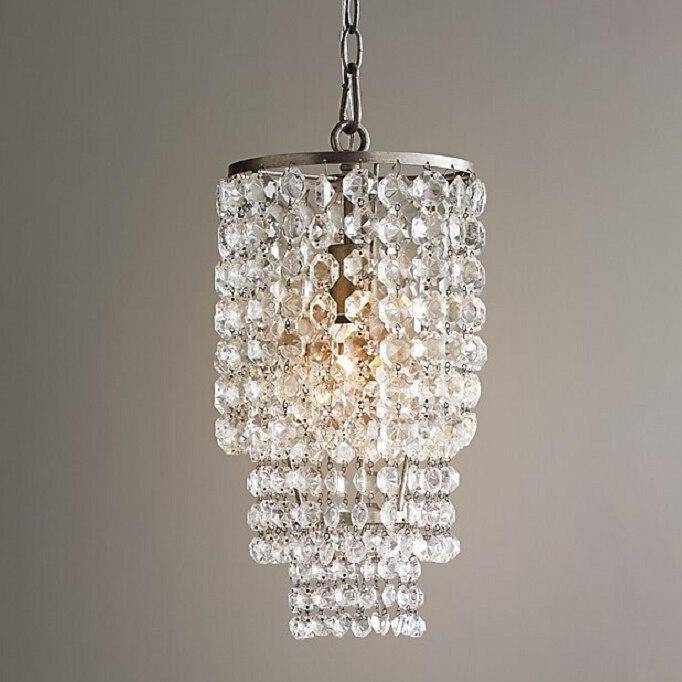 Suspension design LED avec abat-jour en verre cristal doré ou argenté