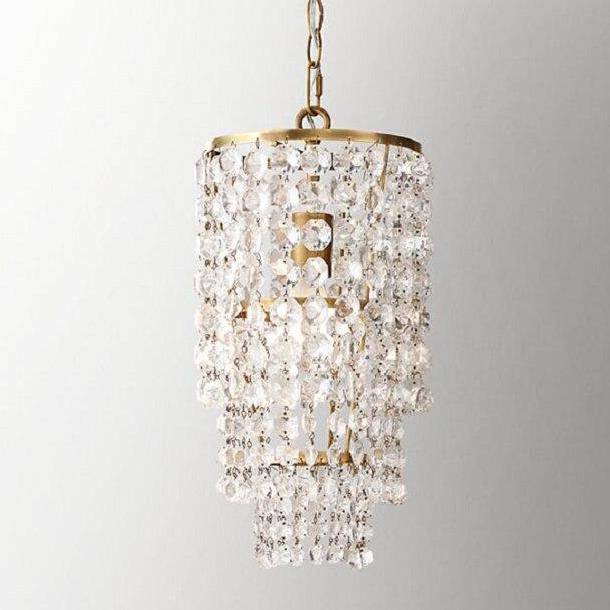 Suspension design LED avec abat-jour en verre cristal doré ou argenté