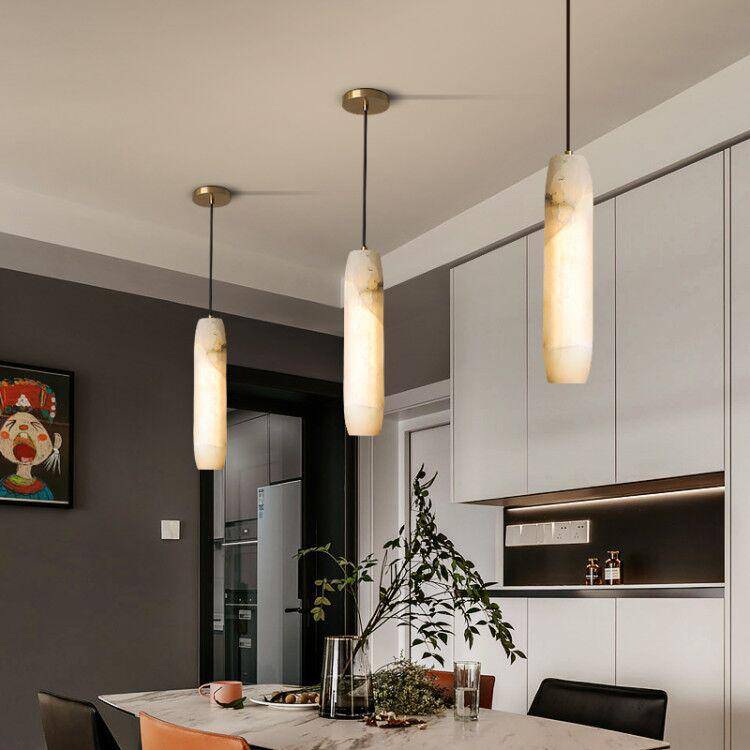 pendant light LED design with lampshade in white marble Luxury