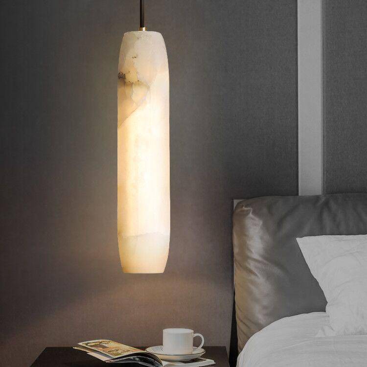 Suspension design LED avec abat-jour en marbre blanc Luxury