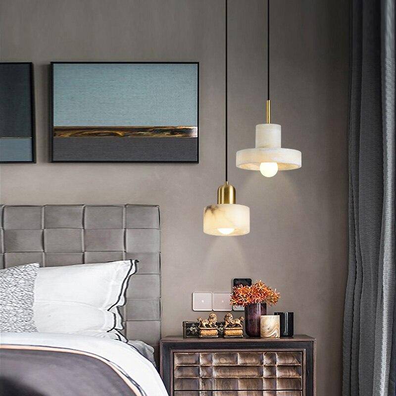Suspension design LED avec abat-jour arrondi en marbre blanc Luxury - vue 3 sur 7
