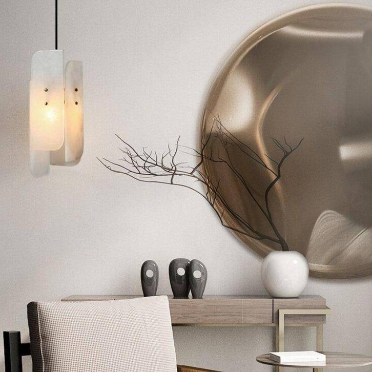Suspension design en marbre blanc LED style Luxury - vue 3 sur 7