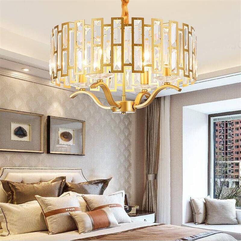 Suspension design LED dorée avec abat-jour en verre style Hotel