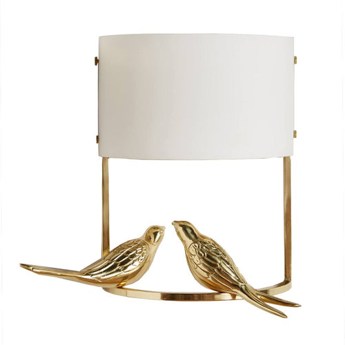 Applique murale design LED avec deux oiseaux dorés et abat-jour blanc - vue 6 sur 5
